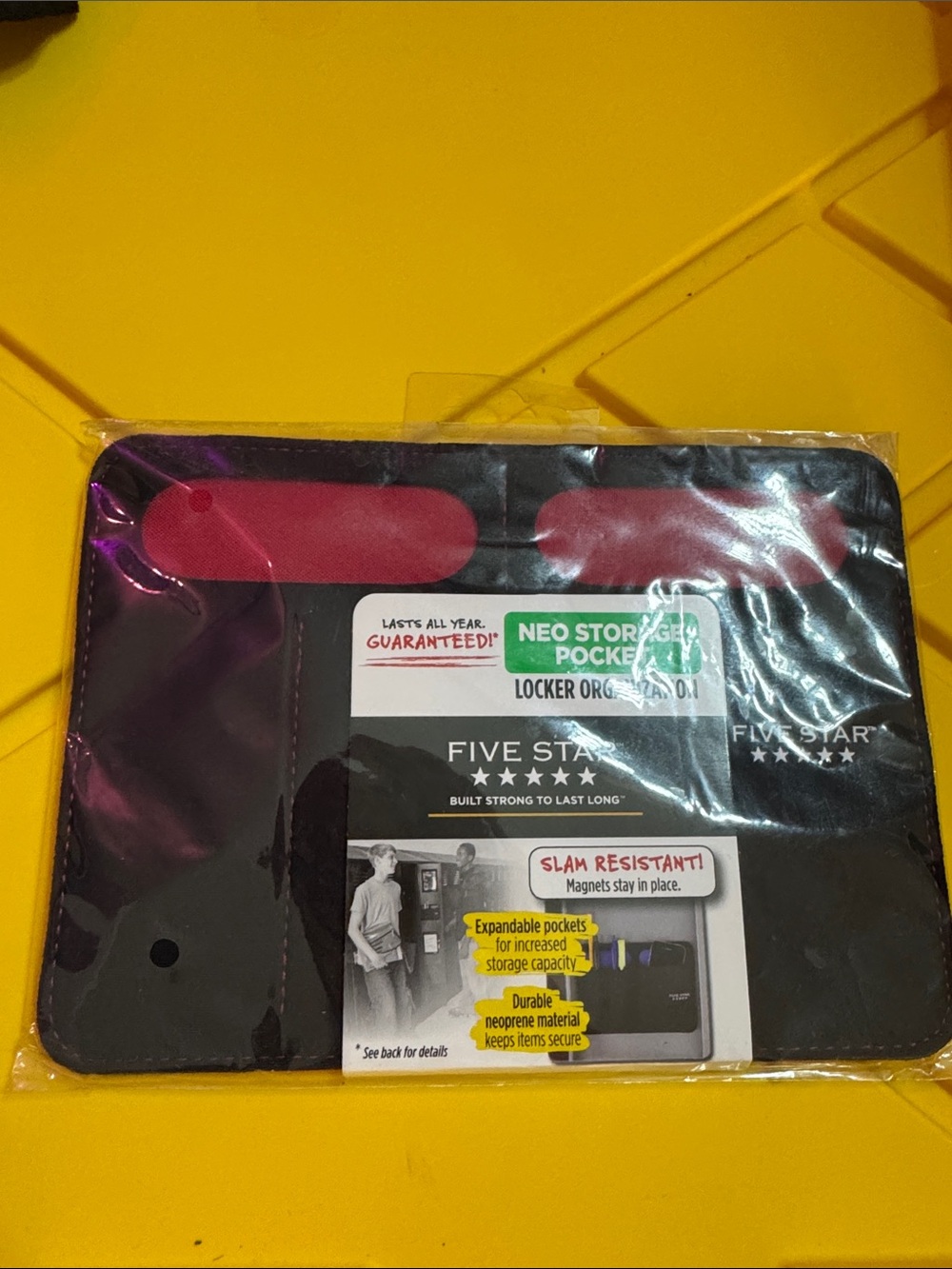Five Star Black Locker Neoprene Organizer with Pink Tabs